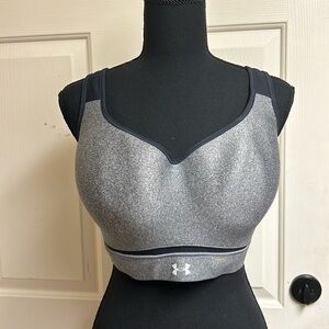 Under Armour 36DD Sports Bra, Black and Gray, 87% Polyester, 13% Elastane